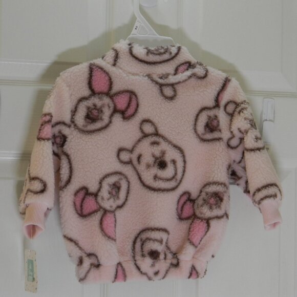 Disney Baby Winnie the Pooh Piglet Pink Fleece Zip Up Jacket 12 Months NWT - Picture 2 of 3